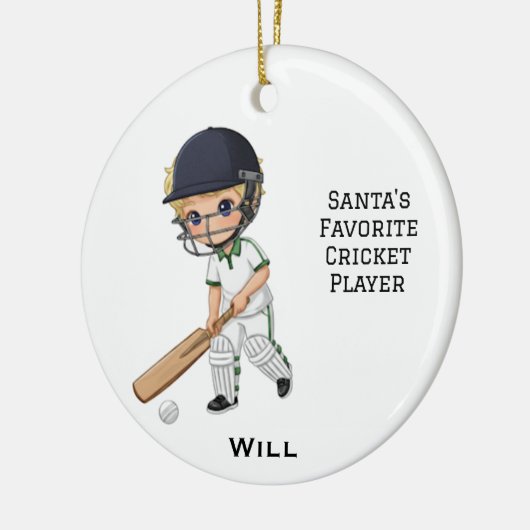 Personalized Cute Personalized Cricket Player セラミックオーナメント (左)