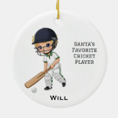Personalized Cute Personalized Cricket Player セラミックオーナメント (裏面)