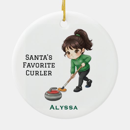 Personalized Cute Personalized Curler/Curling セラミックオーナメント (裏面)