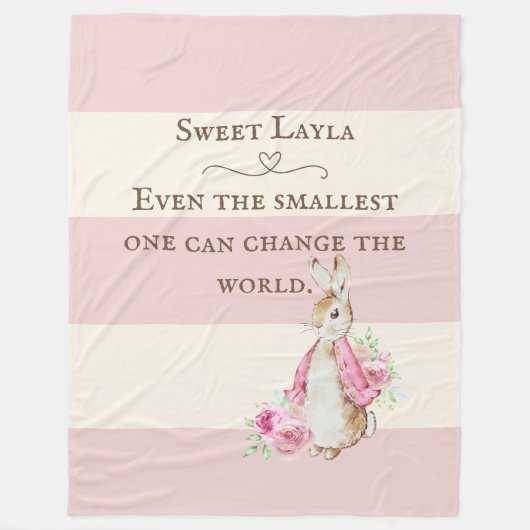 Personalized Cute Peter Rabbit Baby フリースブランケット (正面)