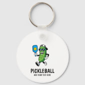Personalized Cute Pickle Playing Pickleball Funny キーホルダー (裏面)