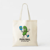 Personalized Cute Pickle Playing Pickleball Funny トートバッグ (裏面)
