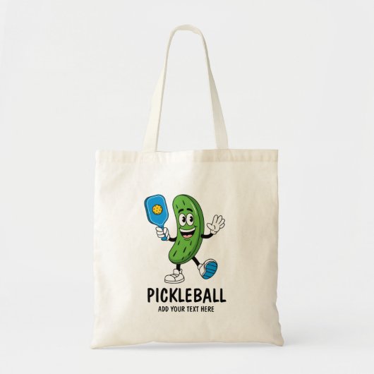 Personalized Cute Pickle Playing Pickleball Funny トートバッグ (正面)
