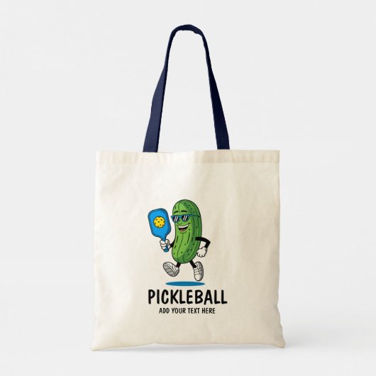 Personalized Cute Pickle Playing Pickleball Funny トートバッグ (裏面)