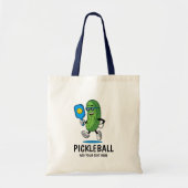 Personalized Cute Pickle Playing Pickleball Funny トートバッグ (正面)