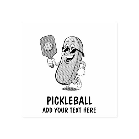 Personalized Cute Pickle Playing Pickleball Funny ラバースタンプ (インプリント)