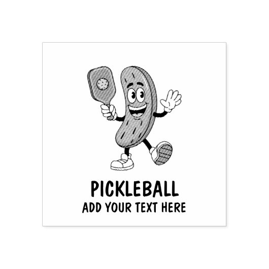 Personalized Cute Pickle Playing Pickleball Funny ラバースタンプ (インプリント)