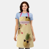 Personalized Cute Pineapple Pattern Apron エプロン (着用した状態)