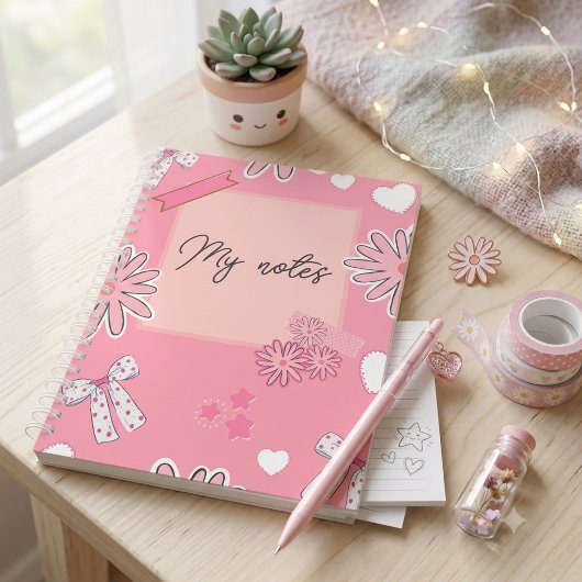 Personalized Cute Pink, Aesthetic “My Notes” プランナー手帳