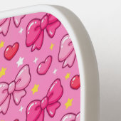 Personalized Cute Pink Bows and Hearts Monogram ピックルボールラケット (左詳細)