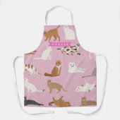 Personalized Cute Pink Cat Pattern Gift Cat Lover エプロン (正面)