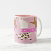 Personalized Cute Pink Cat Pattern Gift Cat Lover ツートーンマグカップ (正面右)
