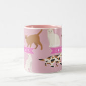 Personalized Cute Pink Cat Pattern Gift Cat Lover ツートーンマグカップ (中央)