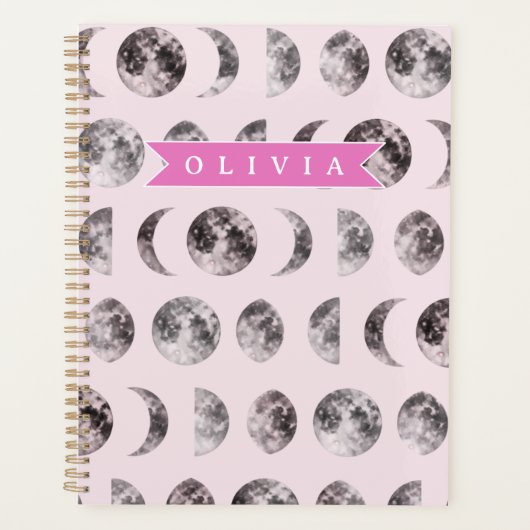 Personalized Cute Pink Cat Pattern Gift Cat Lover プランナー手帳 (正面)