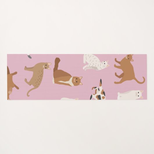 Personalized Cute Pink Cat Pattern Gift Cat Lover ヨガマット (裏面(横))