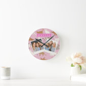 Personalized Cute Pink Cat Pattern Gift Cat Lover ラウンド壁時計 (ホーム)