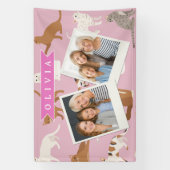 Personalized Cute Pink Cat Pattern Gift Cat Lover 横断幕 (縦)