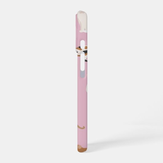Personalized Cute Pink Cat Pattern Gift Cat Lover iPhone 16ケース (左側面)