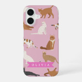 Personalized Cute Pink Cat Pattern Gift Cat Lover iPhone 16ケース (裏面)