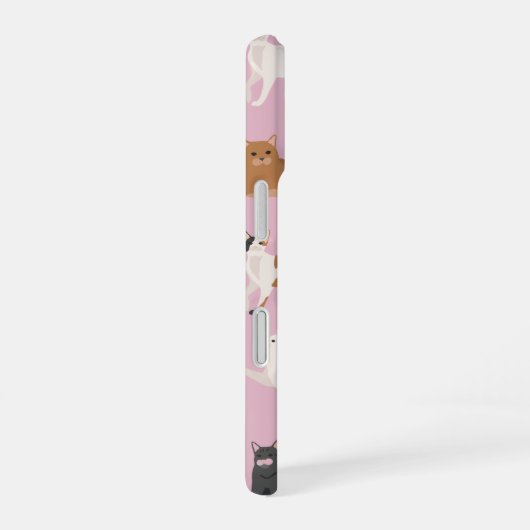 Personalized Cute Pink Cat Pattern Gift Cat Lover iPhone 16ケース (右側面)