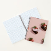 Personalized Cute Pink Chocolate-dipped Strawberry ノートブック (内部)
