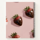 Personalized Cute Pink Chocolate-dipped Strawberry ノートブック (裏面)