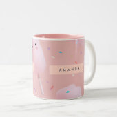 Personalized Cute Pink Cotton Candy Pattern ツートーンマグカップ (正面右)