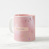 Personalized Cute Pink Cotton Candy Pattern ツートーンマグカップ (正面左)