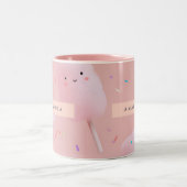 Personalized Cute Pink Cotton Candy Pattern ツートーンマグカップ (中央)