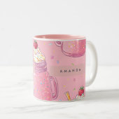Personalized Cute Pink Milkshake Sprinkles ツートーンマグカップ (正面右)