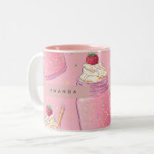 Personalized Cute Pink Milkshake Sprinkles ツートーンマグカップ (正面左)