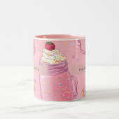 Personalized Cute Pink Milkshake Sprinkles ツートーンマグカップ (中央)