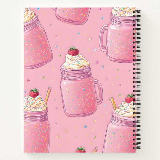 Personalized Cute Pink Milkshake Sprinkles ノートブック (裏面)
