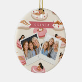 Personalized Cute Pink Pool Float Summer Aesthetic セラミックオーナメント (右)