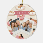 Personalized Cute Pink Pool Float Summer Aesthetic セラミックオーナメント (左)