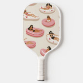 Personalized Cute Pink Pool Float Summer Aesthetic ピックルボールラケット (裏面)