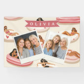 Personalized Cute Pink Pool Float Summer Aesthetic 横断幕 (横)