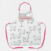Personalized Cute Playful Dogs & Martinis  エプロン (正面)