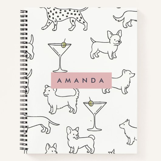 Personalized Cute Playful Dogs & Martinis  ノートブック (正面)