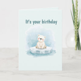 Personalized Cute Polar Bear Birthday Card カード