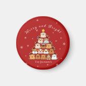 Personalized cute puppies Christmas tree dog lover マグネット (正面)