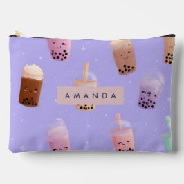 Personalized Cute Purple Pastel Bubble Tea アクセサリーポーチ
