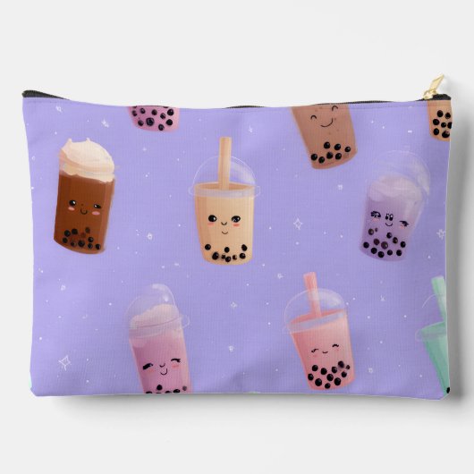 Personalized Cute Purple Pastel Bubble Tea アクセサリーポーチ (裏面)