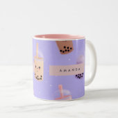 Personalized Cute Purple Pastel Bubble Tea ツートーンマグカップ (正面右)