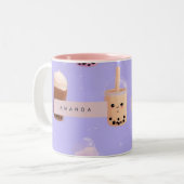 Personalized Cute Purple Pastel Bubble Tea ツートーンマグカップ (正面左)