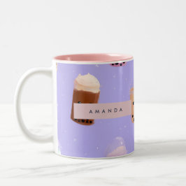 Personalized Cute Purple Pastel Bubble Tea ツートーンマグカップ