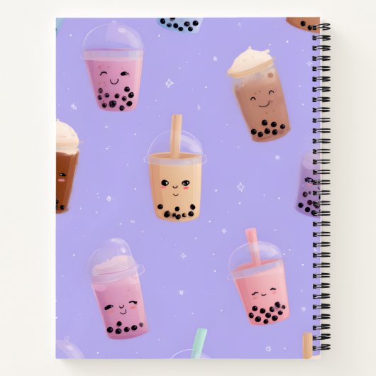 Personalized Cute Purple Pastel Bubble Tea ノートブック (裏面)