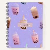 Personalized Cute Purple Pastel Bubble Tea ノートブック (正面)