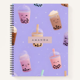 Personalized Cute Purple Pastel Bubble Tea ノートブック