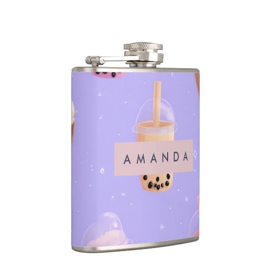 Personalized Cute Purple Pastel Bubble Tea フラスク (右)